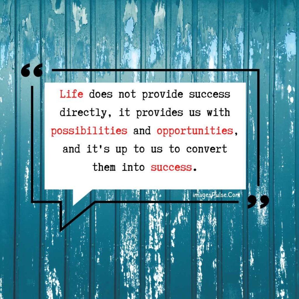 Life does not provide success directly, it provides us with possibilities and opportunities, and it's up to us to convert them into success.