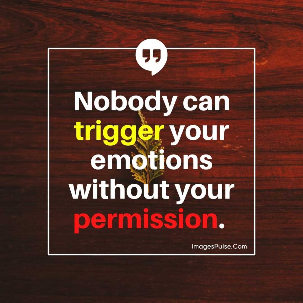 Nobody can trigger your emotions without your permission.