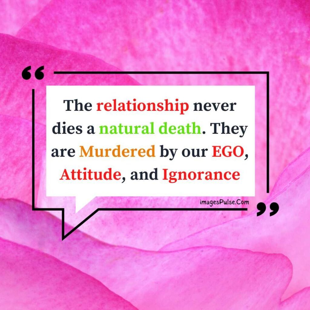 The relationship never dies a natural death. They are Murdered by our EGO, Attitude, and Ignorance