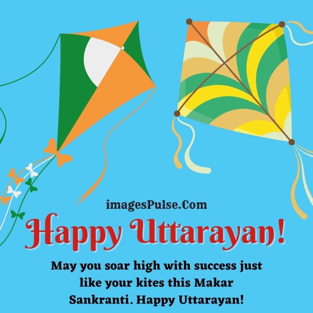 Two Kites Fly in Sky Happy Uttarayan Wishes Images